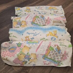 4 Vintage Baby Nursery Rhyme Goldilocks Crib Receiving Blanket Soft Cotton Lot